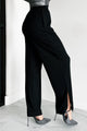 Can't Be Bothered Ribbed Knit Wide Leg Pants (Black) - NanaMacs