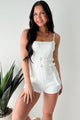 Crowned In Confidence Belted Cargo Romper (Ivory)