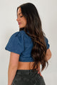 My Favorite Storyline Puff Sleeve Collared Denim Top (Light Denim) - NanaMacs