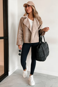 Rule Breaker Fur Suede Jacket (Taupe) - NanaMacs