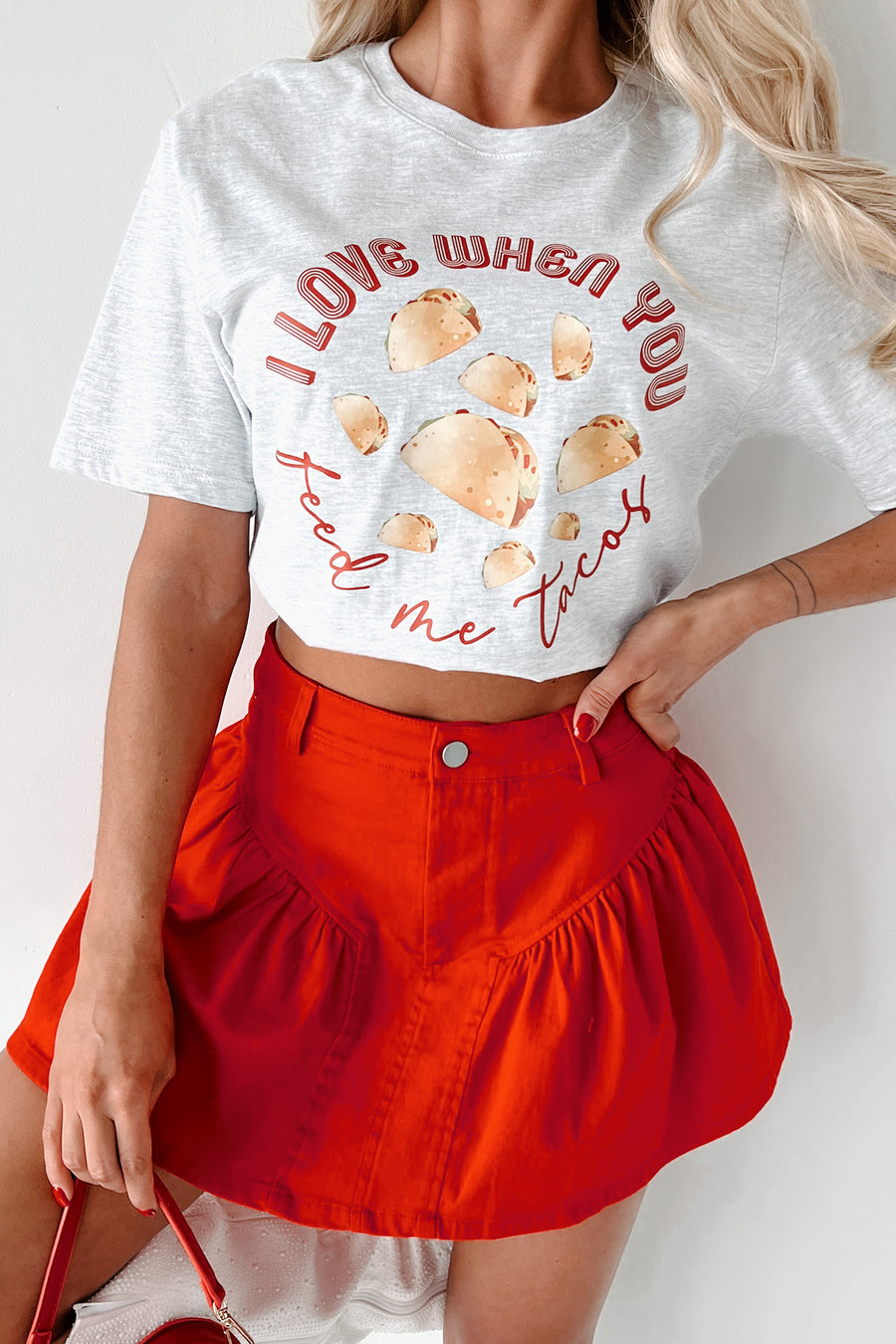 "I Love When You Feed Me Tacos" Graphic - Multiple Shirt Options (Ash Grey) - Print On Demand - NanaMacs