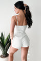 Crowned In Confidence Belted Cargo Romper (Ivory)