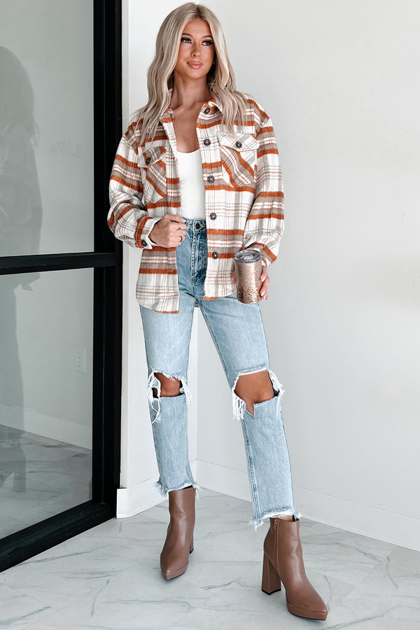 Obsessed With Fall Plaid Shacket (Terracotta/Ivory) - NanaMacs