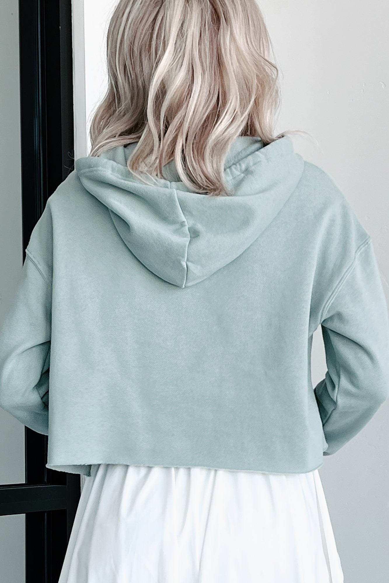 Raw Hem Crop Hoodie (Sage) - NanaMacs