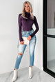 Simple Remedy Long Sleeve Turtleneck Bodysuit (Dark Plum) - NanaMacs