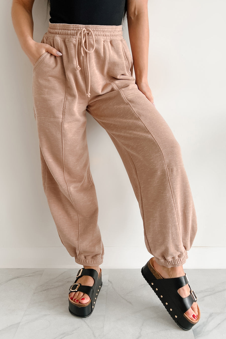 Back To The Basics Drawstring Sweatpants (Taupe)