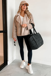 Rule Breaker Fur Suede Jacket (Taupe) - NanaMacs