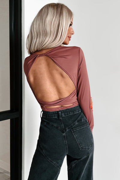 Diana Open Back Bodysuit (Red Mauve) - NanaMacs