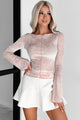 Her Vibe Is Pretty Velvet Burnout Flared Sleeve Top (Blush)