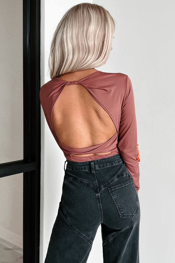 Diana Open Back Bodysuit (Red Mauve) - NanaMacs