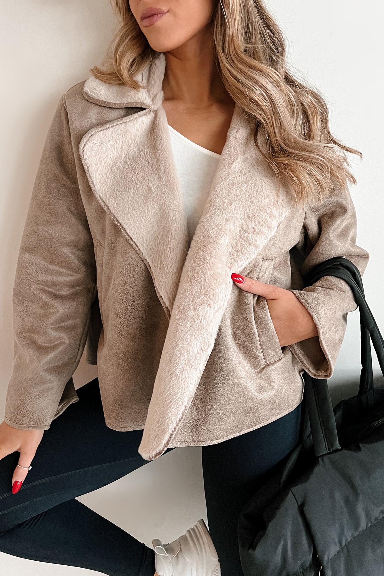 Rule Breaker Fur Suede Jacket (Taupe) - NanaMacs