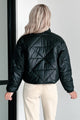 Get Frosty Faux Leather Quilted Puffer Jacket (Black)