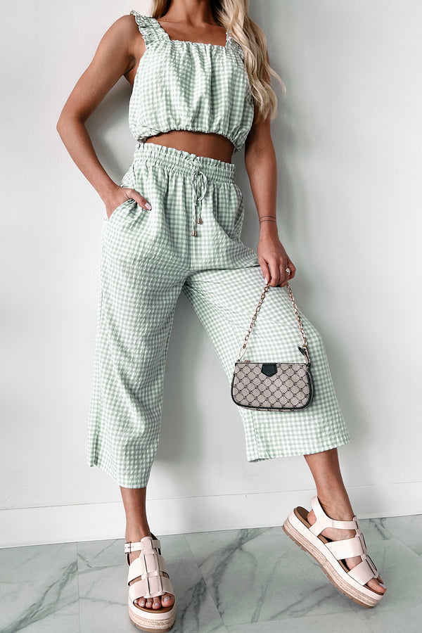 Armondo Gingham Crop Pants (Sage) - NanaMacs