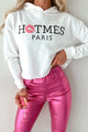 "Hotmes Paris" Graphic Crop Hoodie (White) - Print On Demand - NanaMacs