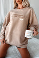 "Aggressively Drinks Coffee" Corded Graphic Crewneck (Latte) - Print On Demand - NanaMacs