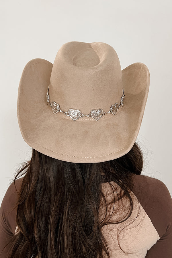 First Rodeo Silver Heart Chain Cowboy Hat (Taupe)