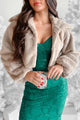 Above The Competition Faux Fur Jacket (Taupe) - NanaMacs