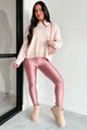 In Rotation Glossy Zipper Leggings (Ash Rose) - NanaMacs