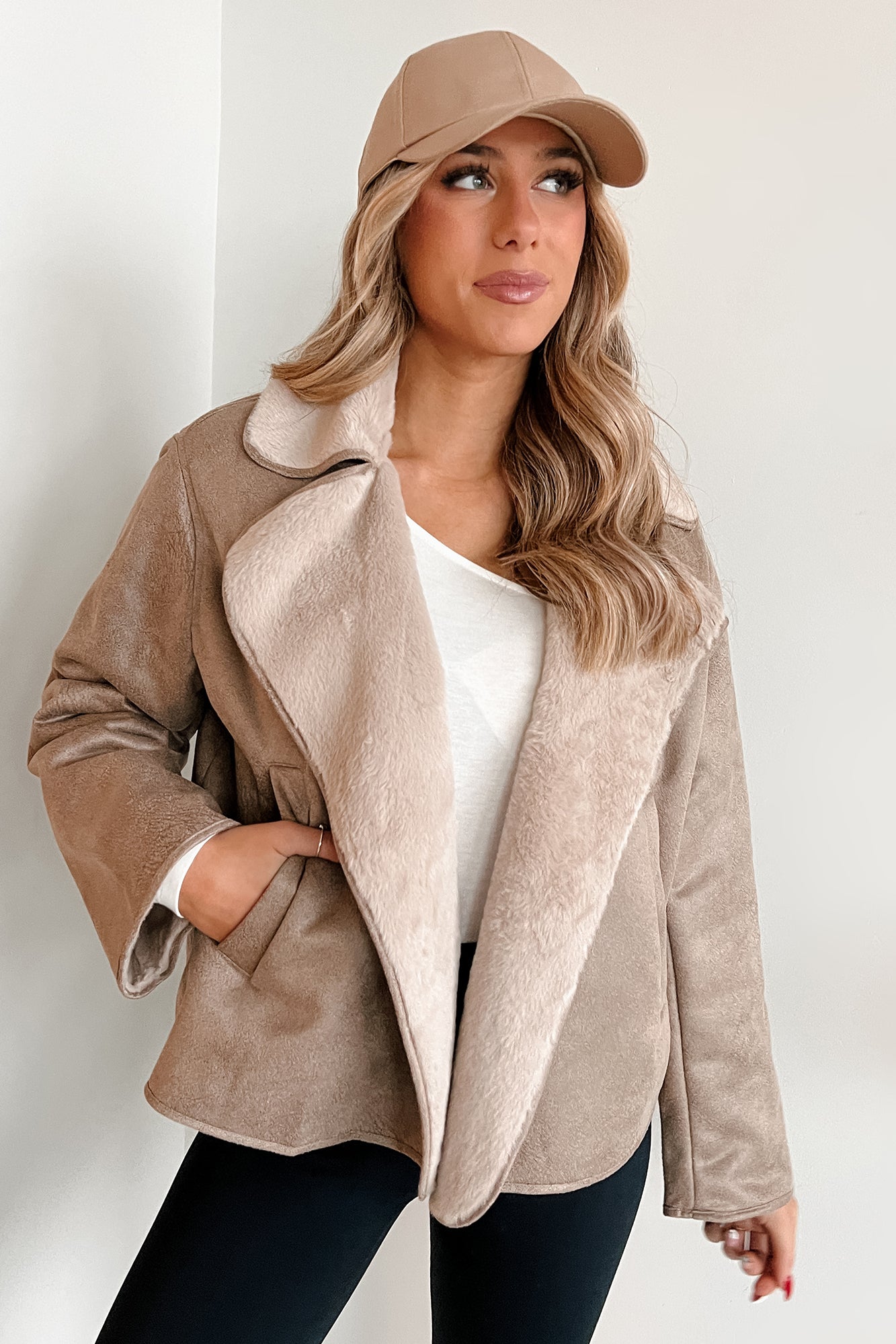 Rule Breaker Fur Suede Jacket (Taupe) - NanaMacs