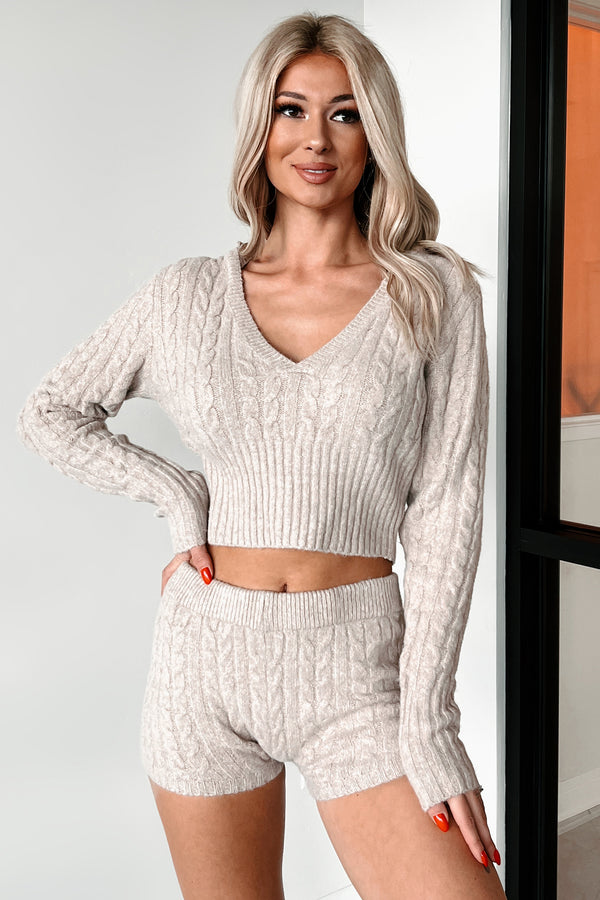 Certain Comforts Cable Knit Lounge Set (Oatmeal) - NanaMacs