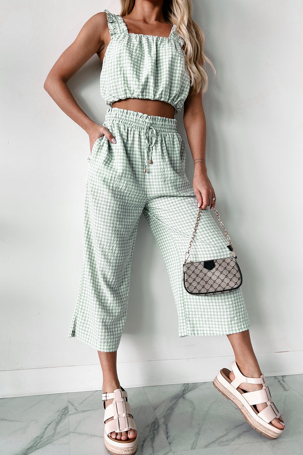 Armondo Gingham Crop Pants (Sage) - NanaMacs