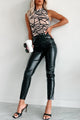 Downtown Dates Faux Leather Skinny Pants (Black) - NanaMacs