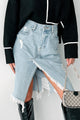 Fierce By Birth Distressed Denim Skirt (Medium Denim) - NanaMacs