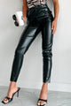 Downtown Dates Faux Leather Skinny Pants (Black) - NanaMacs