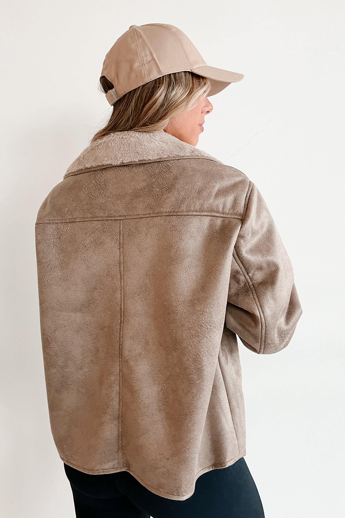 Rule Breaker Fur Suede Jacket (Taupe) - NanaMacs