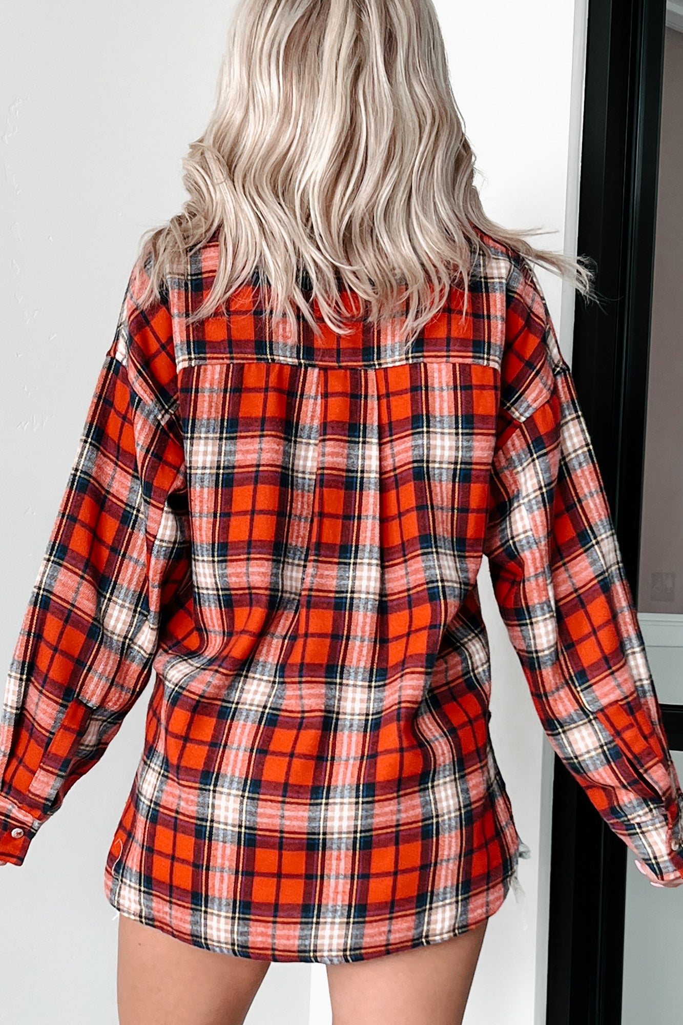 Blanchard Oversized Plaid Pullover Shirt (Red) - NanaMacs