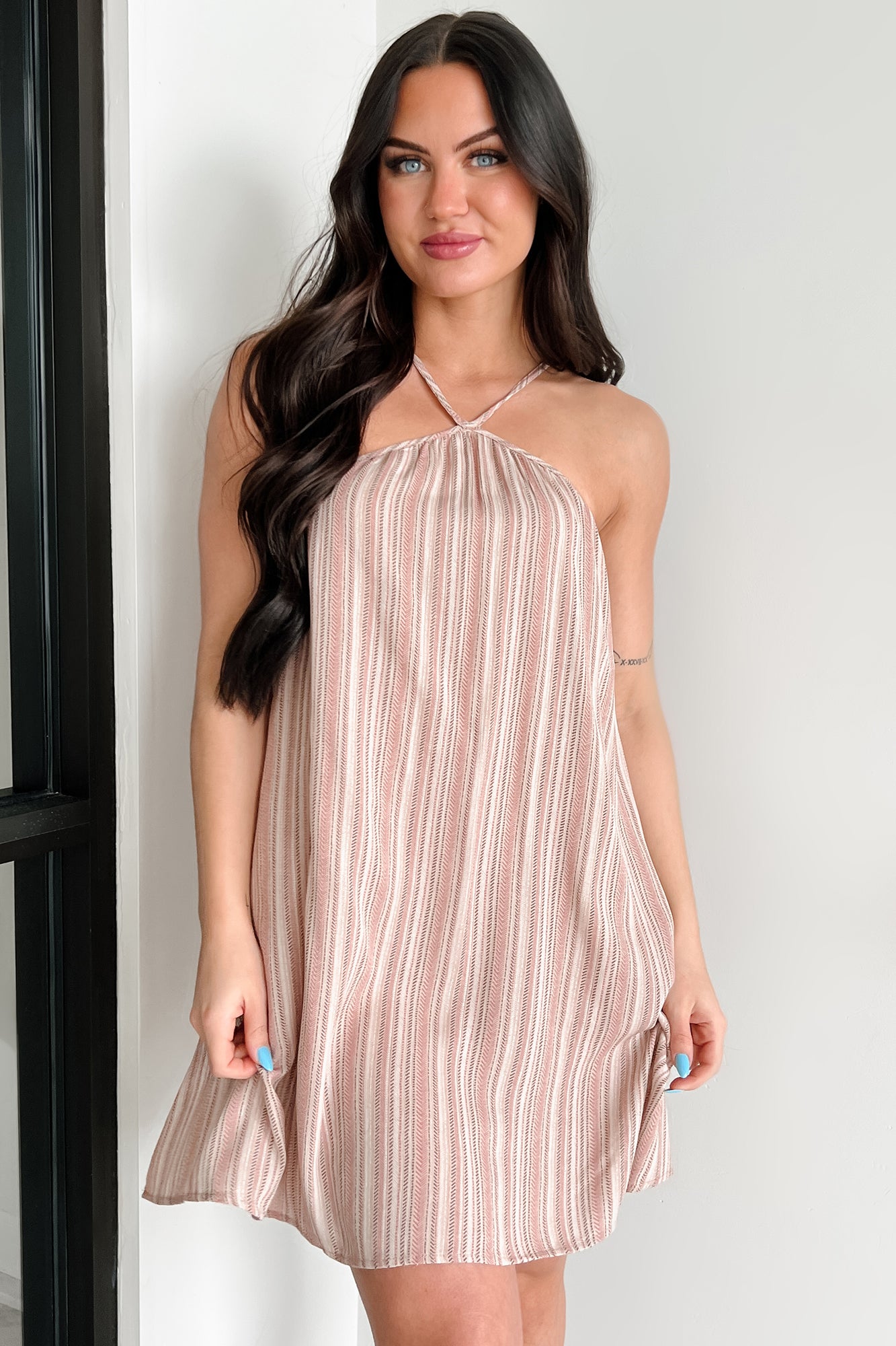 Women's Breezy & Blooming Printed Halter Mini Dress in Rose - Size M Women's Breezy & Blooming Printed Halter Mini Dress in Rose - Size M