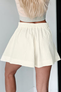 Elaborate Stories Textured High Waist Shorts (Ivory) - NanaMacs