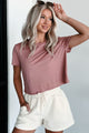 Slub Knit Crop Tee (Mauve) - NanaMacs