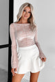 Her Vibe Is Pretty Velvet Burnout Flared Sleeve Top (Blush)