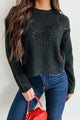 Loved You Forever Rhinestone Heart Sweater (Black) - NanaMacs