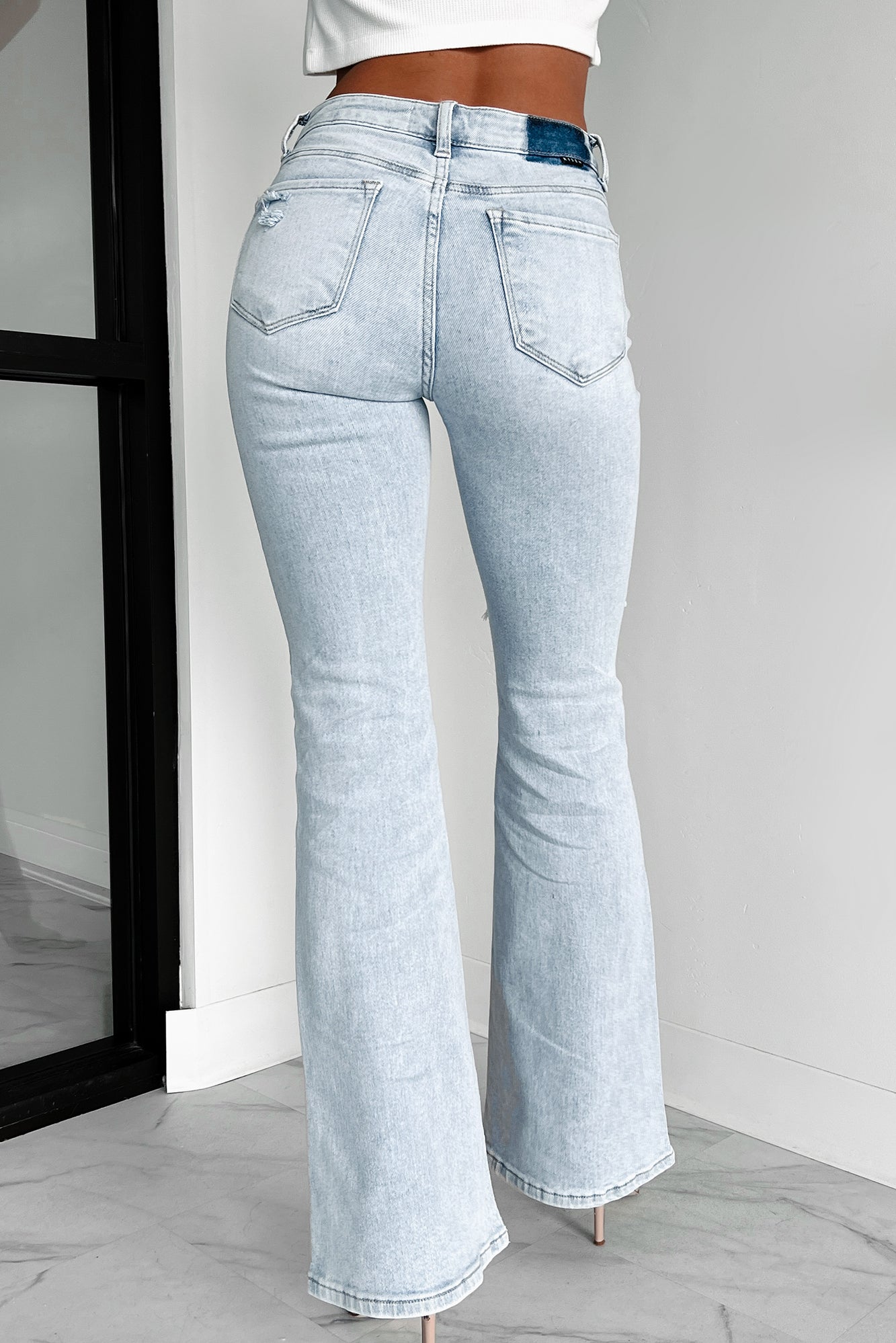 Change Of Plans Mid-Rise Button-Fly Risen Flare Jeans (Light) - NanaMacs