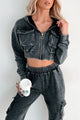 Talk Later Mineral Wash Hoodie & Sweatpants Set (Black) - NanaMacs