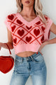 Truest Love Fuzzy Sweater Vest (Pink/Red) - NanaMacs