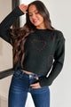 Loved You Forever Rhinestone Heart Sweater (Black) - NanaMacs