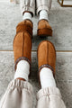 Walking Into Autumn Faux Fur Lined Platform Slip-Ons (Tan) - NanaMacs