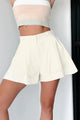 Elaborate Stories Textured High Waist Shorts (Ivory) - NanaMacs