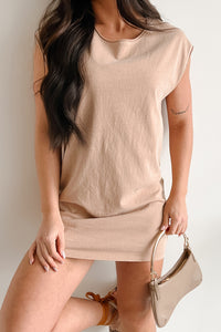 Own Your Greatness Sleeveless Mini Dress (Taupe) - NanaMacs