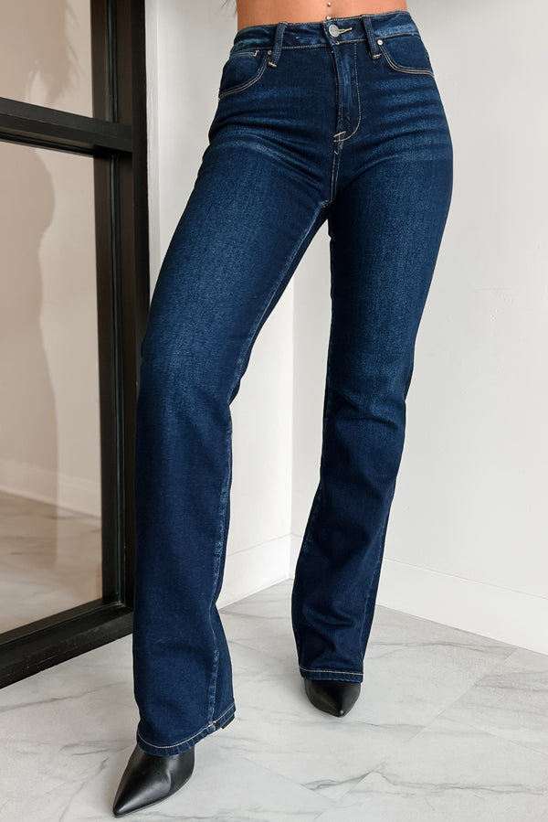 Dylan Mid Rise Risen Straight Leg Jeans (Dark) - NanaMacs