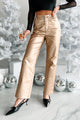 Cameras Flashing Metallic Straight Leg Pants (Gold) - NanaMacs