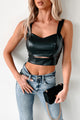 Memorable Encounter Faux Leather Crop Top (Black) - NanaMacs