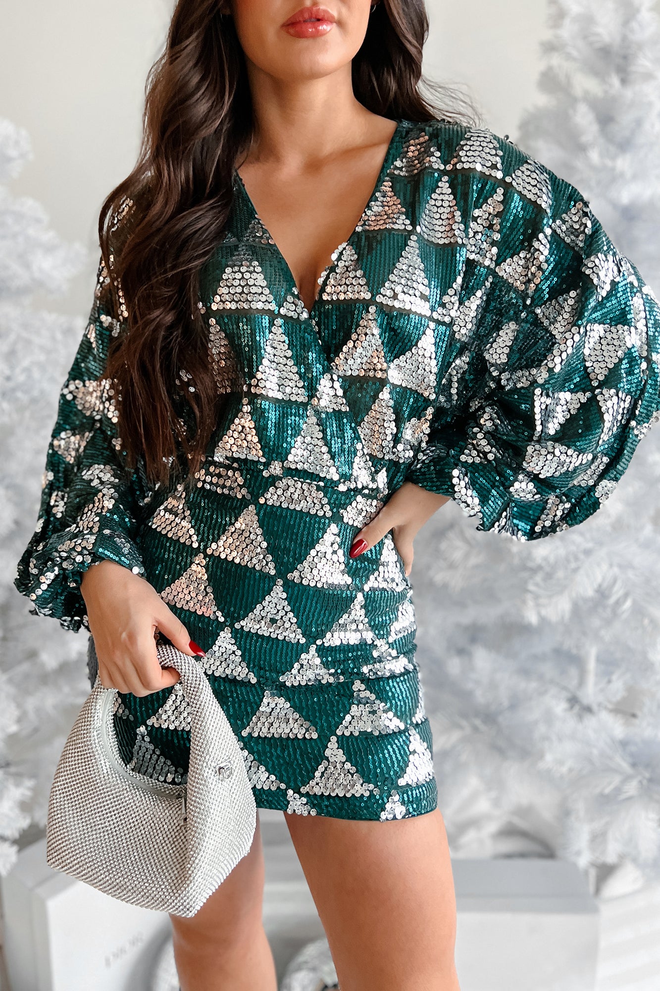 Ivanka Sequin Mini Dress (Hunter Green) - SMALL Ivanka Sequin Mini Dress (Hunter Green) - SMALL