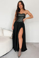 Daring Glances Faux Leather Mesh Maxi Dress (Black) - NanaMacs