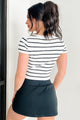 Comfy & Carefree Striped Short Sleeve Henley Top (White) - NanaMacs