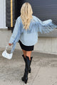 Trailblazing Style Fringe Denim Jacket (Medium Denim) - NanaMacs