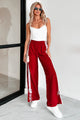 Colby Side Stripe Ribbon Tie Track Pants (Vintage Red) - NanaMacs